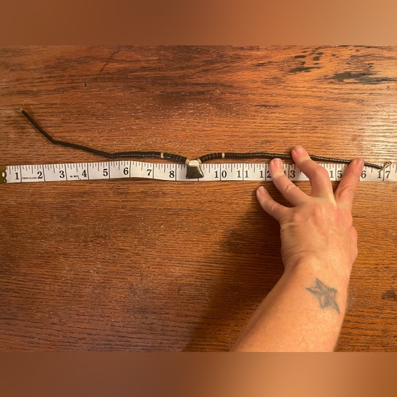 Vintage style brass and stone beaded necklace - Picture 2 of 2